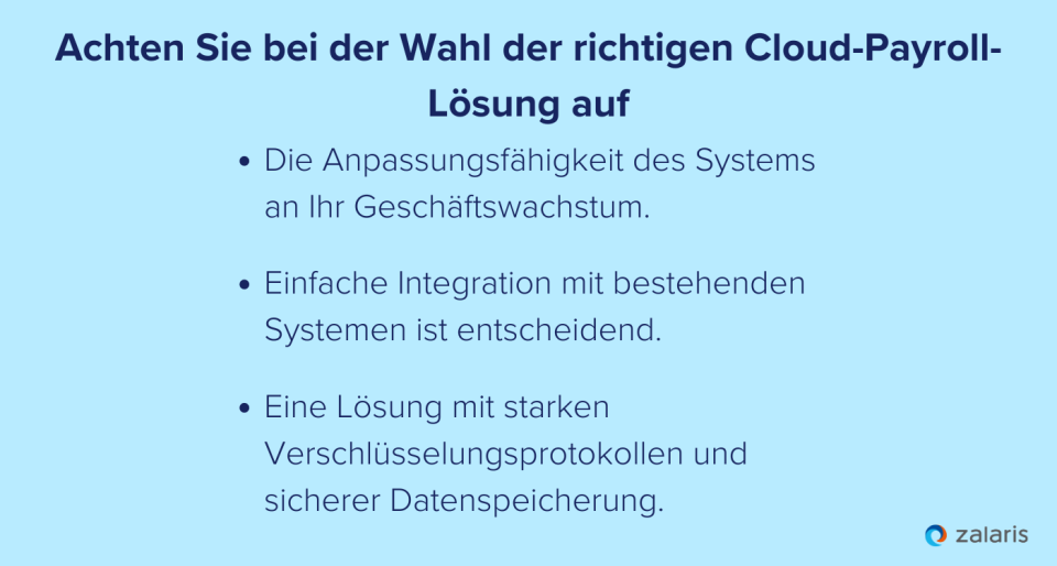 Achten Sie bei der Wahl der richtigen Cloud-Payroll-Lösung