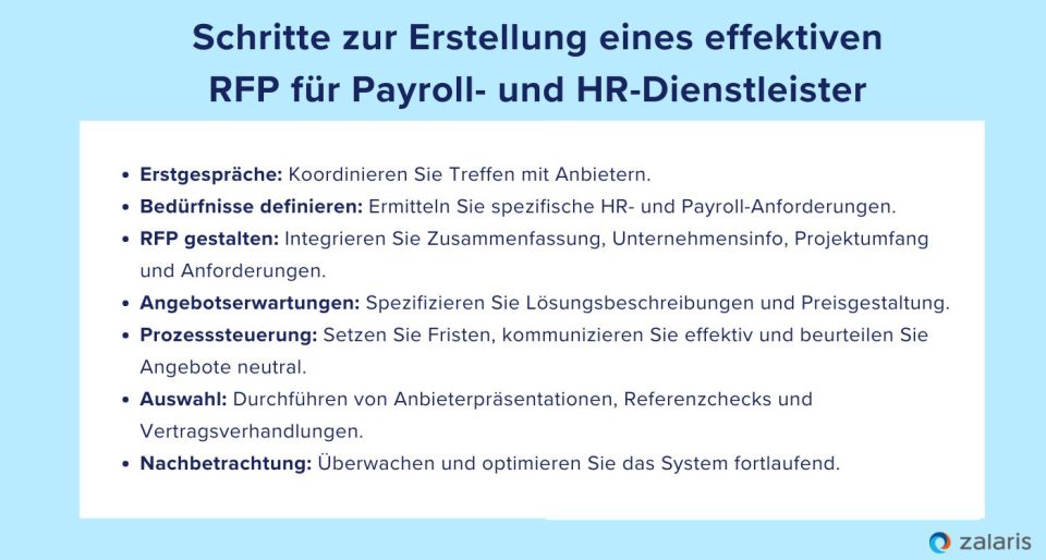 Schritte zur Erstellung eines effektiven RFP für Payroll- und HR-Dienstleister