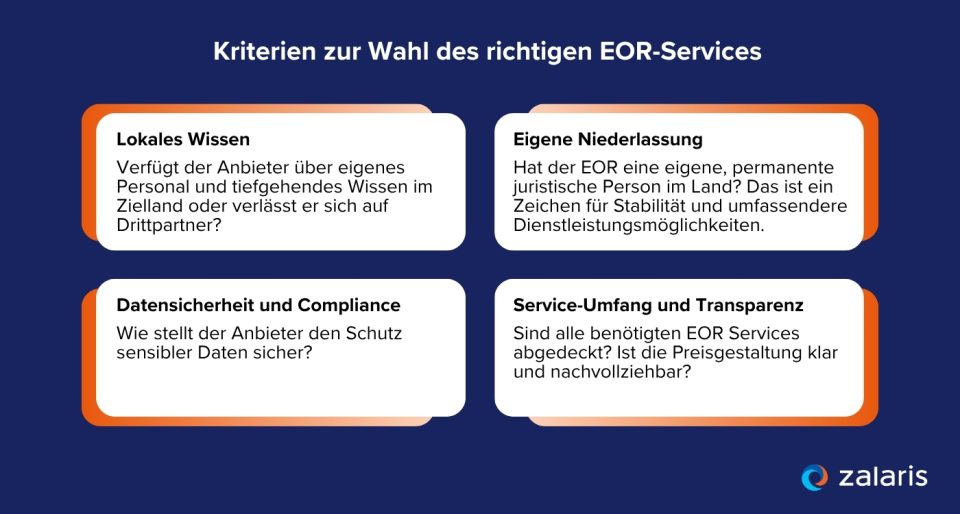 Grafik zu Kriterien einer Wahl des richtigen EOR-Services